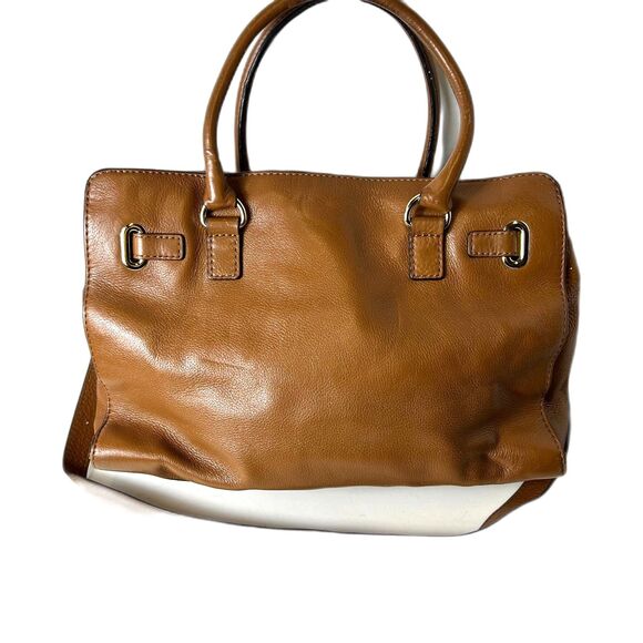 Michael Kors Hamilton Caramel Brown Leather Belt Chain Detail Tote Satchel Bag - Picture 4 of 15
